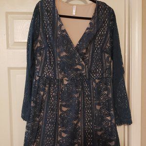 Xhilaration Dark Green Lace Dress XXL
